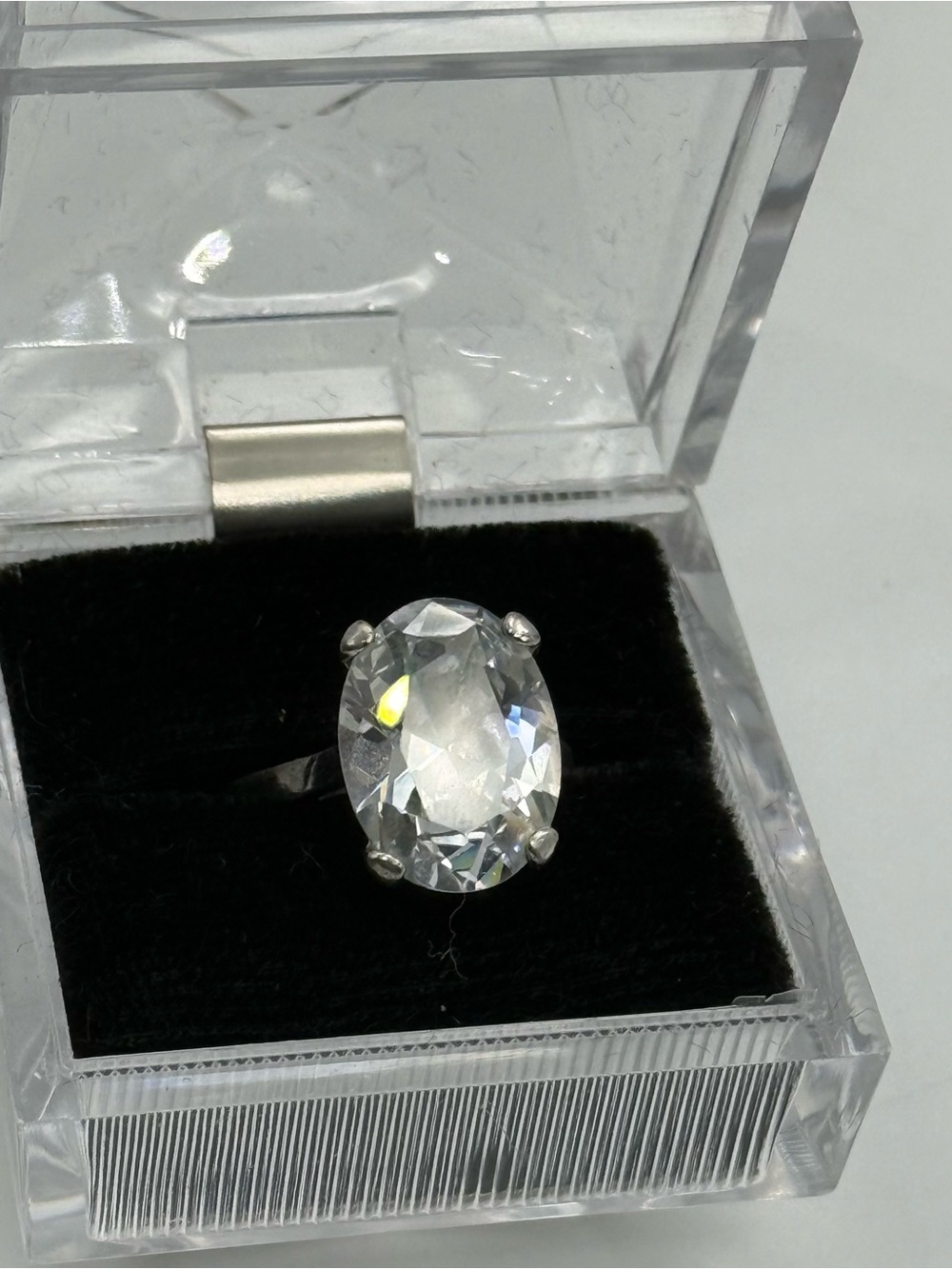 Sparkling Oval Clear Crystal Statement Ring - Women Jewelry